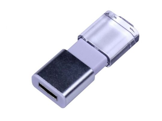 USB-флешка промо на 64 ГБ прямоугольной формы, выдвижной механизм, белый (64Gb), арт. 019425803