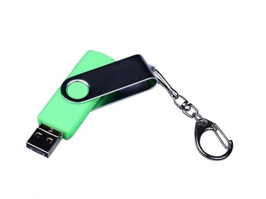 USB-флешка на 32 Гб поворотный механизм, c двумя дополнительными разъемами MicroUSB и TypeC, зеленый (32Gb), арт. 019433403