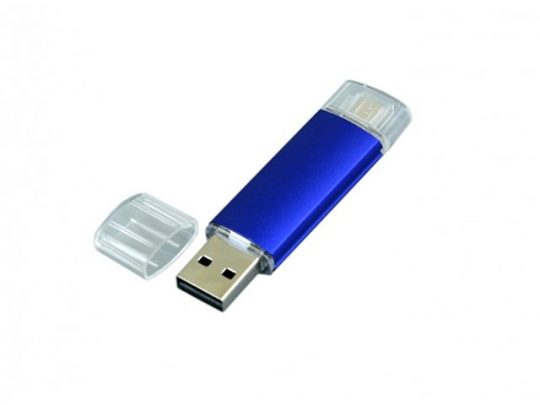 USB-флешка на 32 Гб.c дополнительным разъемом Micro USB, синий (32Gb), арт. 019427203