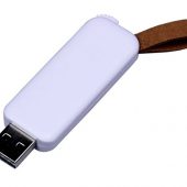 USB-флешка промо на 128 Гб прямоугольной формы, выдвижной механизм, белый (128Gb), арт. 019414303