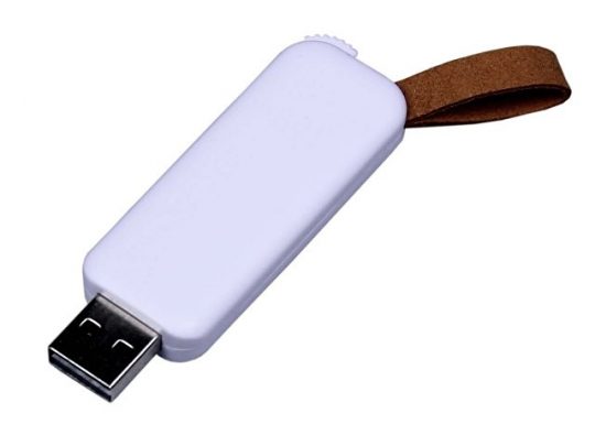 USB-флешка промо на 4 Гб прямоугольной формы, выдвижной механизм, белый (4Gb), арт. 019413703