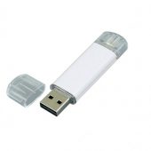 USB-флешка на 32 Гб.c дополнительным разъемом Micro USB, белый (32Gb), арт. 019427503