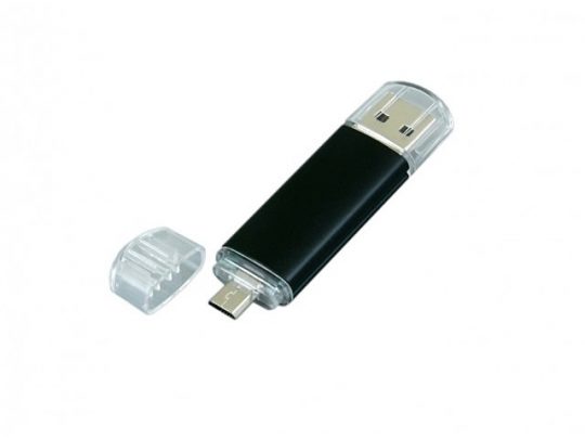 USB-флешка на 16 Гб.c дополнительным разъемом Micro USB, черный (16Gb), арт. 019428203