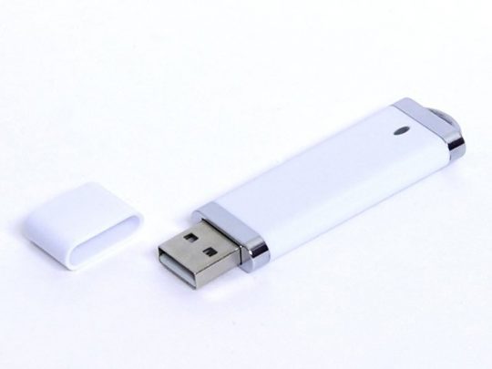 USB-флешка промо на 128 Гб прямоугольной классической формы, белый (128Gb), арт. 019385003