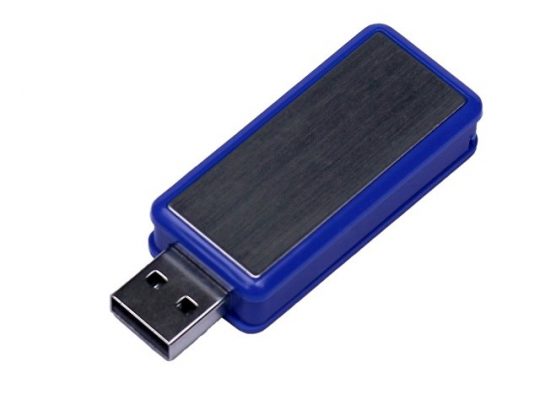 USB-флешка промо на 64 Гб прямоугольной формы, выдвижной механизм, синий (64Gb), арт. 019402903