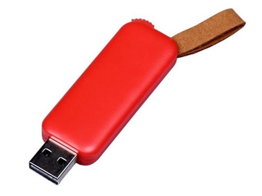 USB-флешка промо на 128 Гб прямоугольной формы, выдвижной механизм, красный (128Gb), арт. 019414003