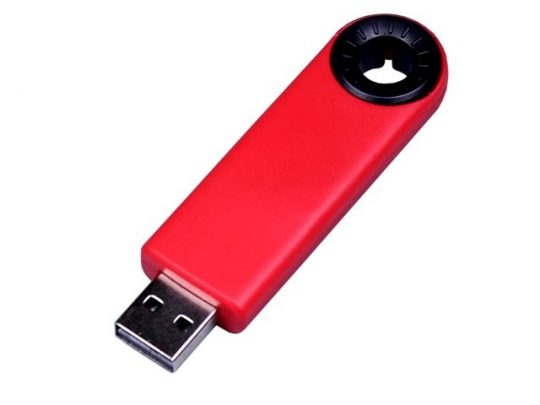USB-флешка промо на 128 Гб прямоугольной формы, выдвижной механизм, черный (128Gb), арт. 019407603