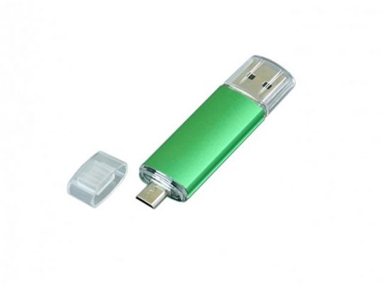 USB-флешка на 32 Гб.c дополнительным разъемом Micro USB, зеленый (32Gb), арт. 019426903