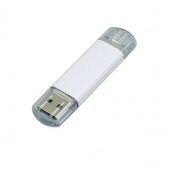 USB-флешка на 64 ГБ.c дополнительным разъемом Micro USB, белый (64Gb), арт. 019429903