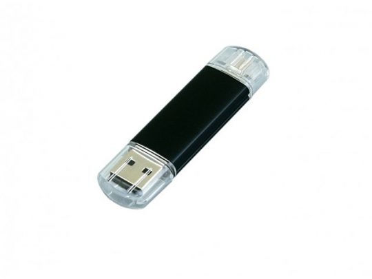 USB-флешка на 16 Гб.c дополнительным разъемом Micro USB, черный (16Gb), арт. 019428203