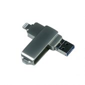 USB 3.0/micro USB/Lightning- флешка на 64 Гб с поворотным механизмом (64Gb), арт. 019447003
