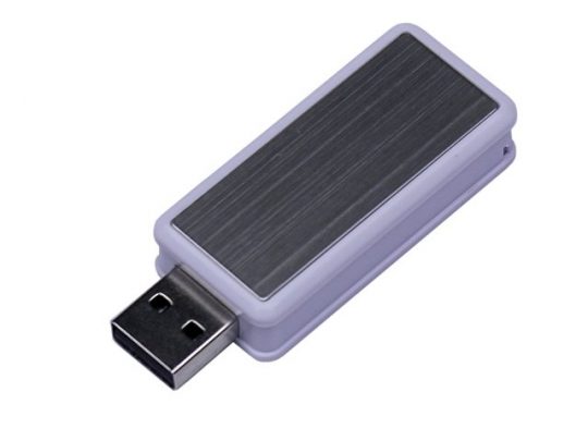 USB-флешка промо на 8 Гб прямоугольной формы, выдвижной механизм, белый (8Gb), арт. 019401903