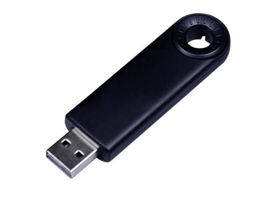 USB-флешка промо на 128 Гб прямоугольной формы, выдвижной механизм, черный (128Gb), арт. 019405203