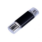 USB-флешка на 64 ГБ c двумя дополнительными разъемами MicroUSB и TypeC, черный (64Gb), арт. 019430803