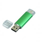 USB-флешка на 16 Гб.c дополнительным разъемом Micro USB, зеленый (16Gb), арт. 019427703