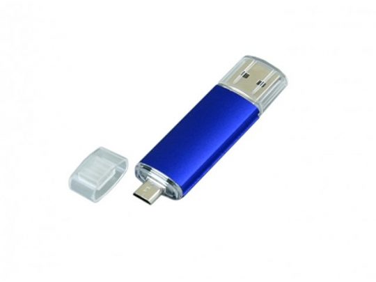 USB-флешка на 16 Гб.c дополнительным разъемом Micro USB, синий (16Gb), арт. 019428003