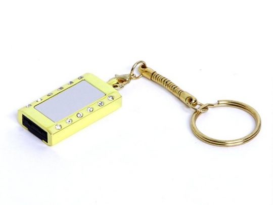 USB-флешка на 64 ГБ в виде Кулона с кристаллами, мини чип, золотой (64Gb), арт. 019468503