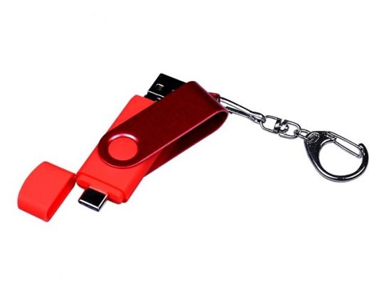 USB 2.0/micro USB/Type-С- флешка на 64 Гб 3-в-1 с поворотным механизмом (64Gb), арт. 019435003