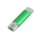 USB-флешка на 16 Гб.c дополнительным разъемом Micro USB, зеленый (16Gb), арт. 019427703