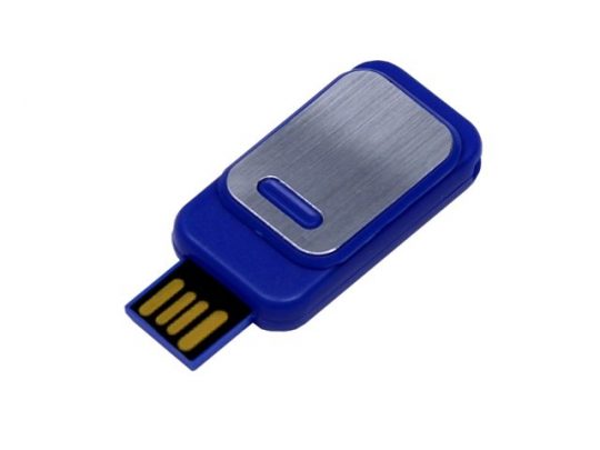 USB-флешка промо на 64 ГБ прямоугольной формы, выдвижной механизм, синий (64Gb), арт. 019415803