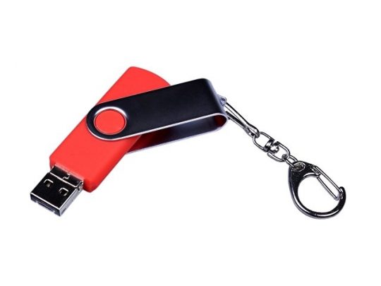 USB-флешка на 64 ГБ поворотный механизм, c двумя дополнительными разъемами MicroUSB и TypeC, красный (64Gb), арт. 019432803