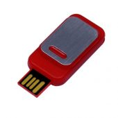 USB-флешка промо на 64 ГБ прямоугольной формы, выдвижной механизм, красный (64Gb), арт. 019415703