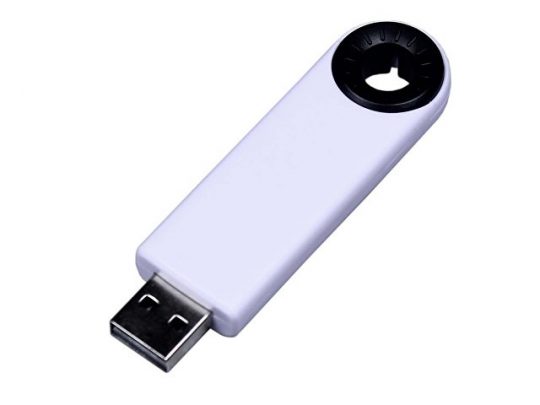 USB-флешка промо на 16 Гб прямоугольной формы, выдвижной механизм, черный (16Gb), арт. 019409103