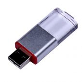 USB-флешка промо на 64 ГБ прямоугольной формы, выдвижной механизм, красный (64Gb), арт. 019425503