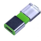 USB-флешка промо на 32 Гб прямоугольной формы, выдвижной механизм, зеленый (32Gb), арт. 019425903