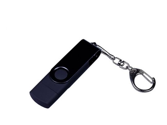 USB 2.0/micro USB/Type-С- флешка на 16 Гб 3-в-1 с поворотным механизмом (16Gb), арт. 019434803