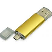 USB-флешка на 32 Гб.c дополнительным разъемом Micro USB, золотой (32Gb), арт. 019427303