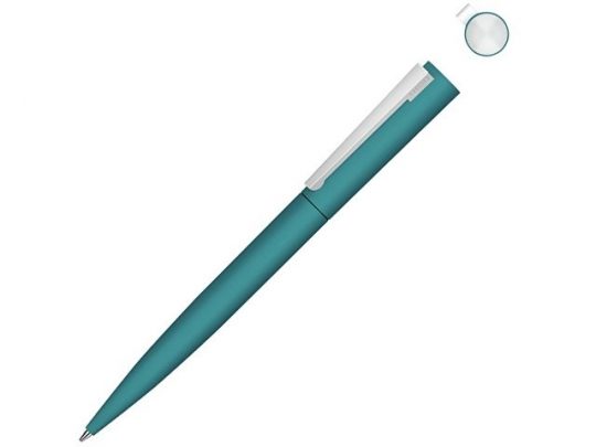 Металлическая шариковая ручка soft touch Brush gum, бирюзовый, арт. 019771803