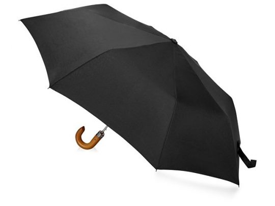 Зонт складной Cary , полуавтоматический, 3 сложения, с чехлом, черный, арт. 020051203
