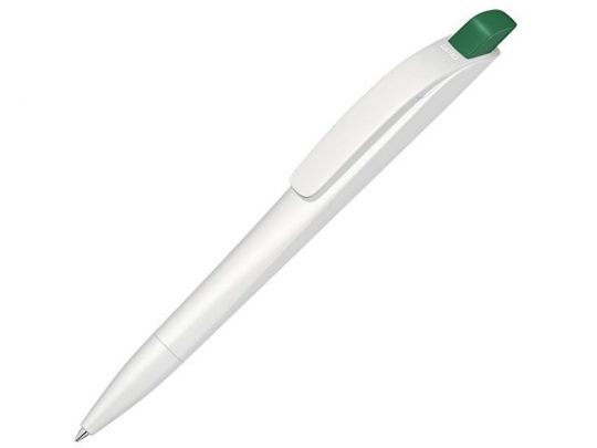 Ручка шариковая пластиковая Stream, белый/зеленый, арт. 020082703