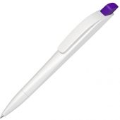 Ручка шариковая пластиковая Stream, белый/фиолетовый, арт. 020083403