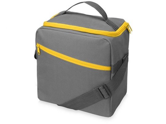 Изотермическая сумка-холодильник Classic c контрастной молнией, серый/желтый, арт. 020051303