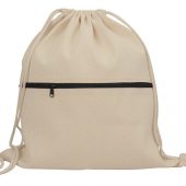 Рюкзак-мешок хлопковый Lark с цветной молнией, натуральный/черный, арт. 020053503