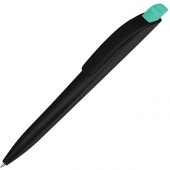 Ручка шариковая пластиковая Stream, черный/бирюзовый, арт. 020080803