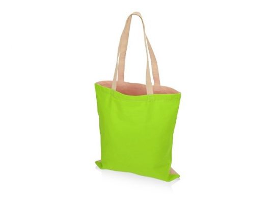 Сумка для шопинга Twin двухцветная из хлопка, 180 г/м2, зеленое яблоко/натуральный, арт. 020054603