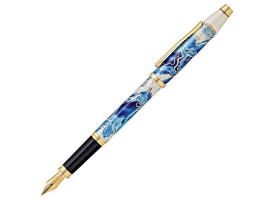 Перьевая ручка Cross Wanderlust Malta, перо тонкое F, белый, синий, арт. 020071503