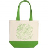 Холщовая сумка Flower Power, ярко-зеленая