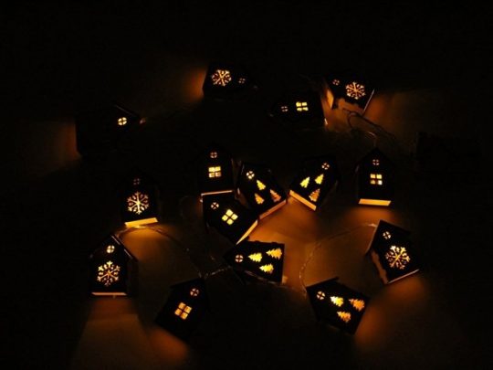 Елочная гирлянда с лампочками Зимняя сказка деревянная, арт. 020127003