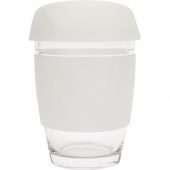 Стеклянный стакан Monday с силиконовой крышкой и манжетой, 350мл, белый, арт. 020654503