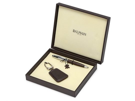 Подарочный набор Millau: ручка шариковая, брелок. Balmain, коричневый, арт. 020673503