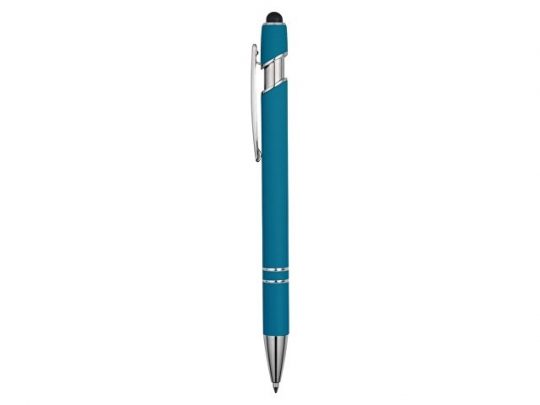 Ручка металлическая soft-touch шариковая со стилусом Sway, синий/серебристый, арт. 020812903