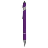 Ручка металлическая soft-touch шариковая со стилусом Sway, фиолетовый/серебристый, арт. 020813103