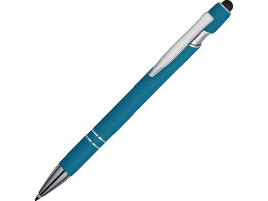 Ручка металлическая soft-touch шариковая со стилусом Sway, синий/серебристый, арт. 020812903