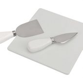 Набор для сыра Cheese Break: 2  ножа керамических на  деревянной подставке, керамическая доска, арт. 020774103