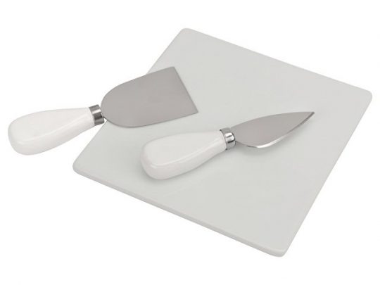 Набор для сыра Cheese Break: 2  ножа керамических на  деревянной подставке, керамическая доска, арт. 020774103