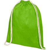 Рюкзак со шнурком Oregon из хлопка плотностью 140 г/м², лайм, арт. 021634303